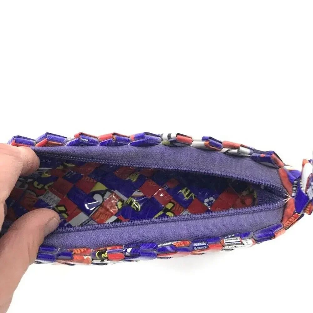 Upcycled‎ Womens Shoulder Bag Small Folded Wrapper Multicolor